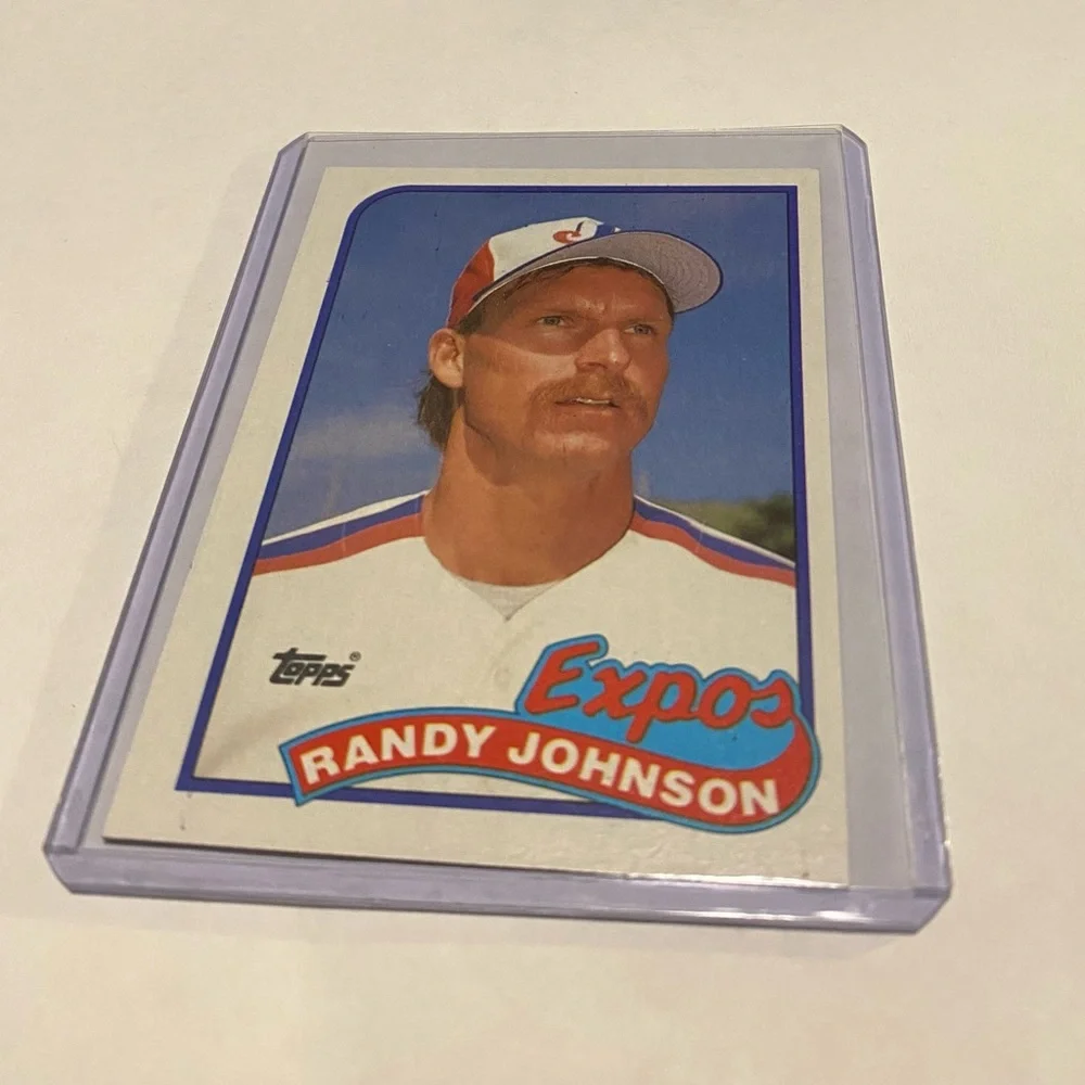 Randy Johnson RC Rookie 1989 Topps Baseball Card # 647 Montreal Expos Vintage